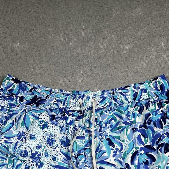 LILLY PULITZER Luxletic Run Around Shorts Womens L Blue Multi Dopamine Boost - Picture 2 of 13